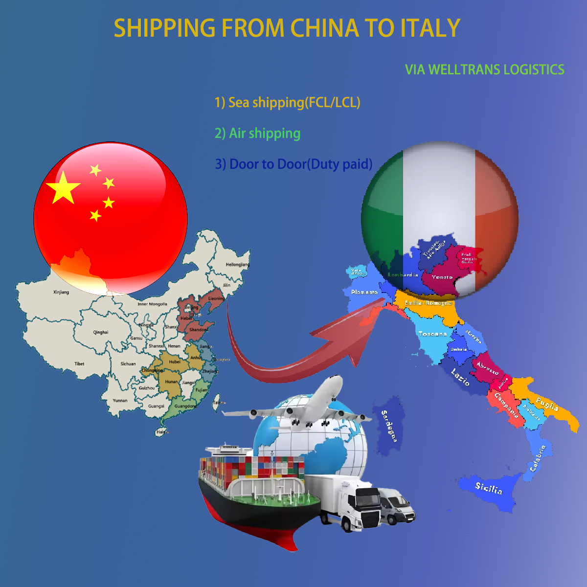 Shipping from China to Italy