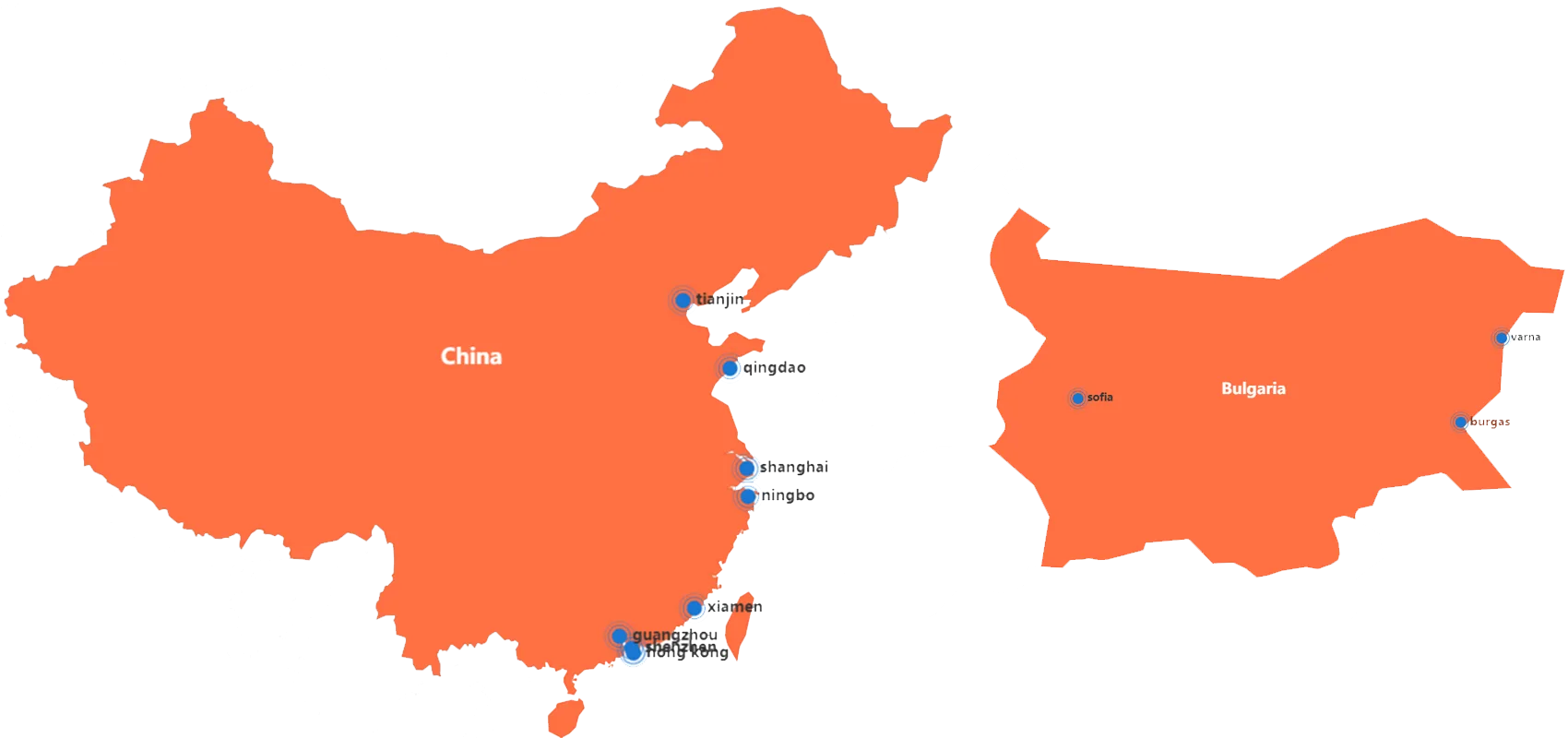 Port pairs from China to Bulgaria with Welltrans