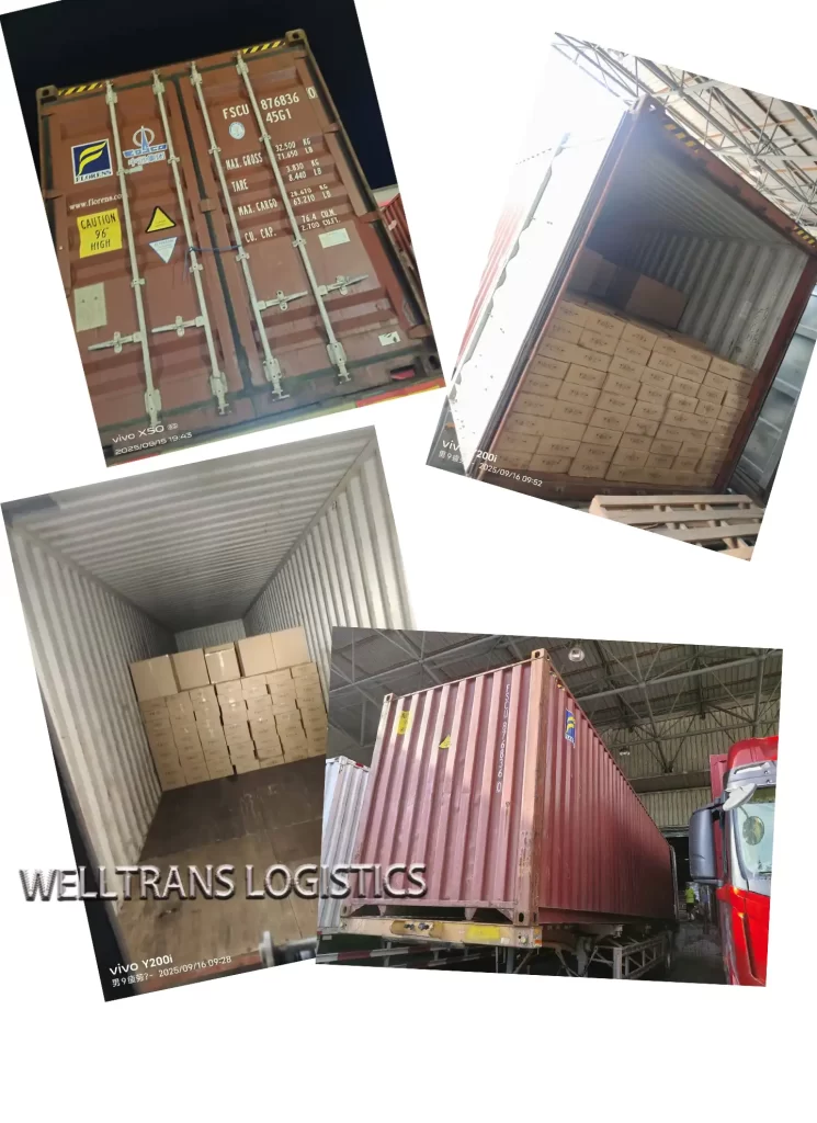 loading picture shipping case plastic bottles and pumps from shenzhen china to new york usa